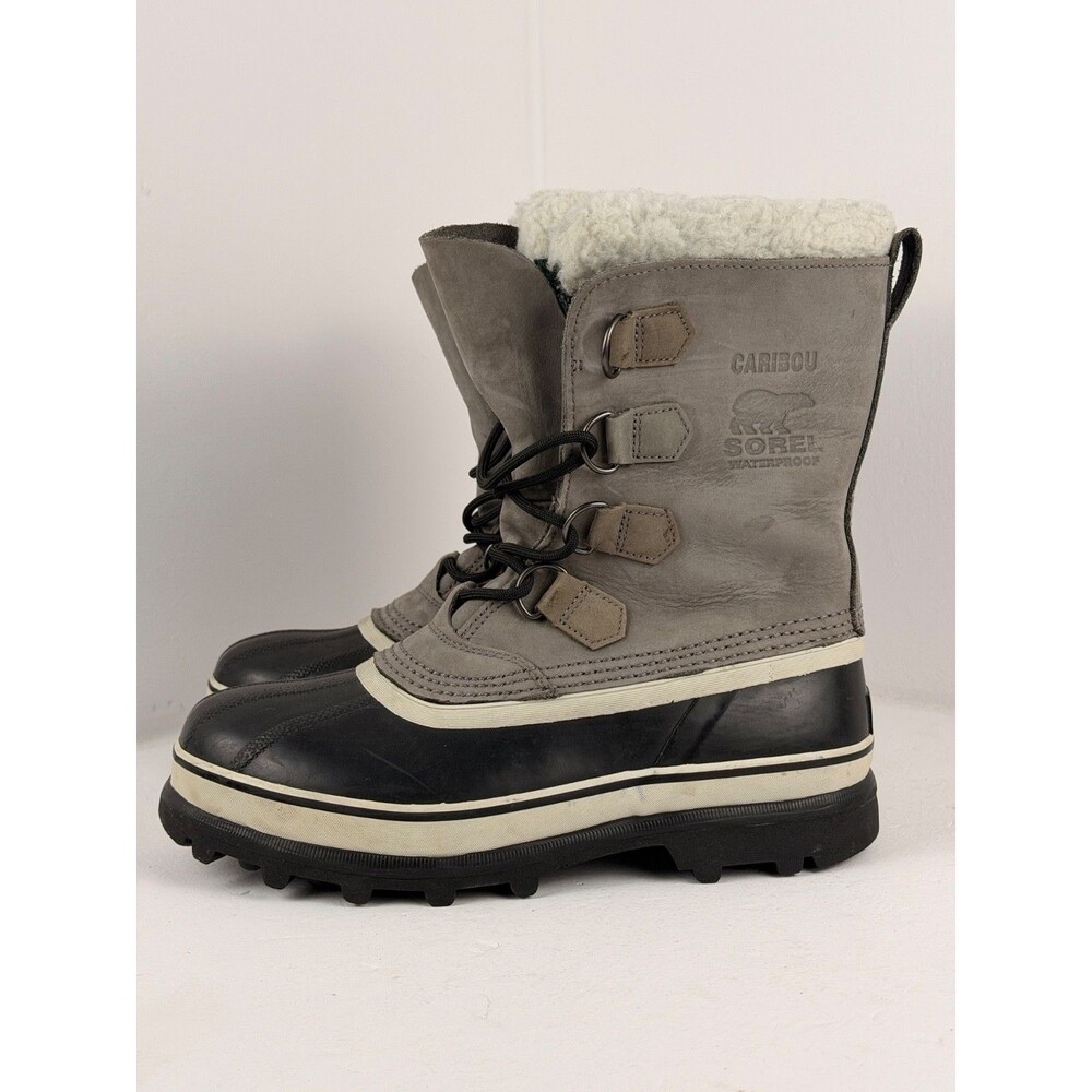 Sorel Caribou Waterproof Winter Snow Boots Gray Black Women's US 9 NL1005-051